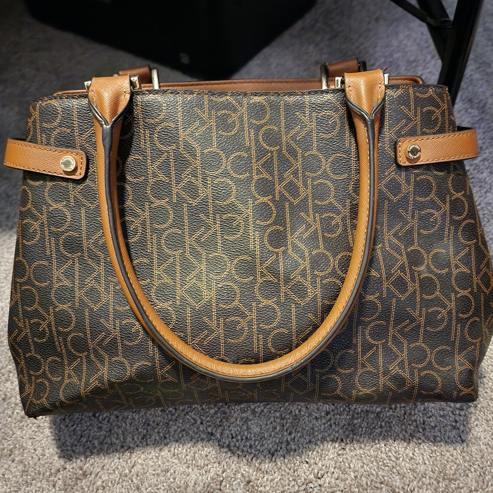 Calvin Klein Tan and Brown Monogram Shoulder Bag - Picture 5 of 5